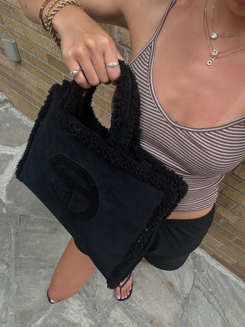 UGG x TELFAR Black Shearling-Trim Tote
